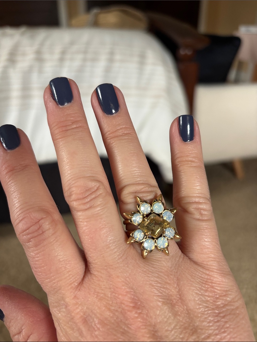 Stella & Dot Eva Gold-Tone Opal & Citrine Flower Cocktail Ring - Women Jewelry